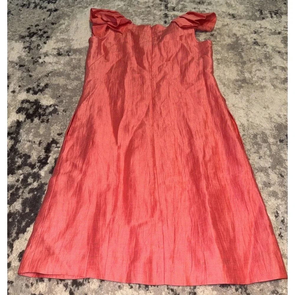 J Crew Womens Coral Pink Ruffle Sleeveless Dress Sz 0 Linen Blend